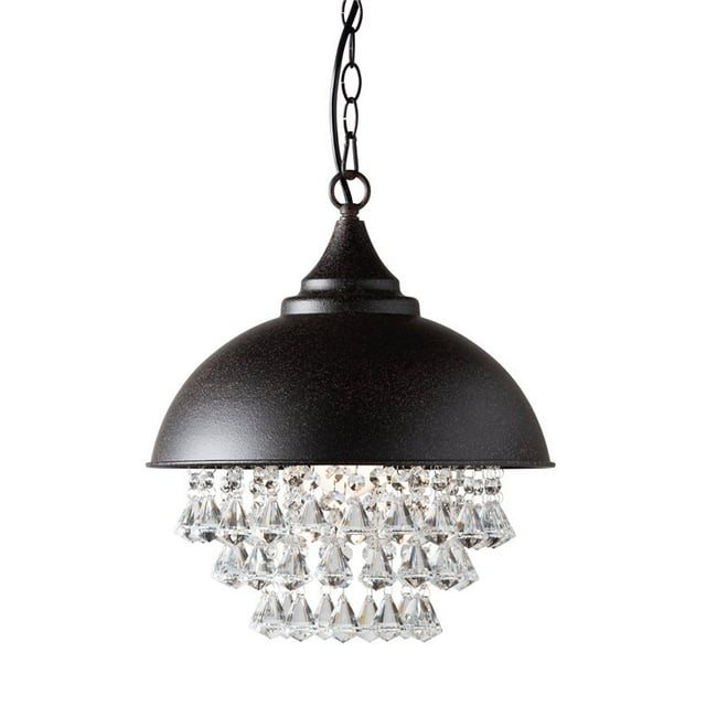 Baxton Studio Viona Rouille Métal et Cristal Pendentif Lumière