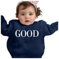 thumbnail image 2 of Rggeeun Girls Child Sweaters Floral Embroidery Design Hand Embroidered Pure Knit Crew Neck Long Sleeve For Delicate Soft And Comfortable Baby Kids Trendy Pullover,Navy,4-5 Years, 2 of 3