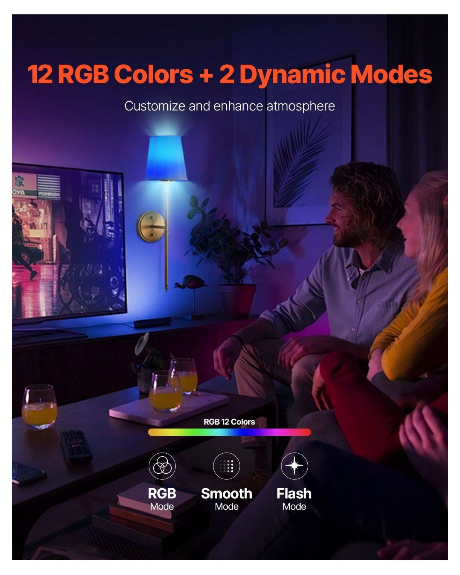 Battery Operated Wall Sconce Set of 2, Rechargeable Wireless Wall Lights with Remote, RGB, Dimmable, 4000mAh, Timer, for Bedroom Living Room