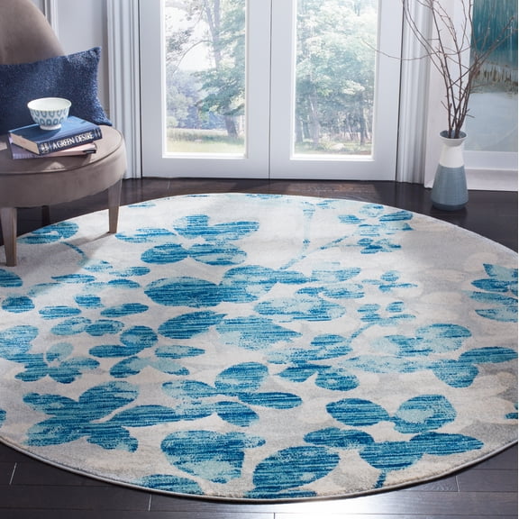 Safavieh Evoke Pavel Floral Area Rug, Gray/Light Blue, 3' x 3' Round