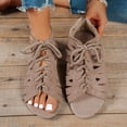 thumbnail image 6 of KIJBLAE Women's Lace-Up Gladiator Sandals, Open Toe Cutout Ankle-Tie Shoes, Plus Size Edgy Comfort Footwear for Casual Outings Khaki 43, 6 of 8