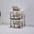 thumbnail image 4 of Fiudx Zapatero Beige, Diseño Plegable Multifuncional, Almacenamiento Esquinero Que Ahorra Espacio, Estantes para Zapatos de 3 Niveles, Organización Del Hogar, Fácil Instalación, Tamaño 98 X 44 X 26 C, 4 of 6