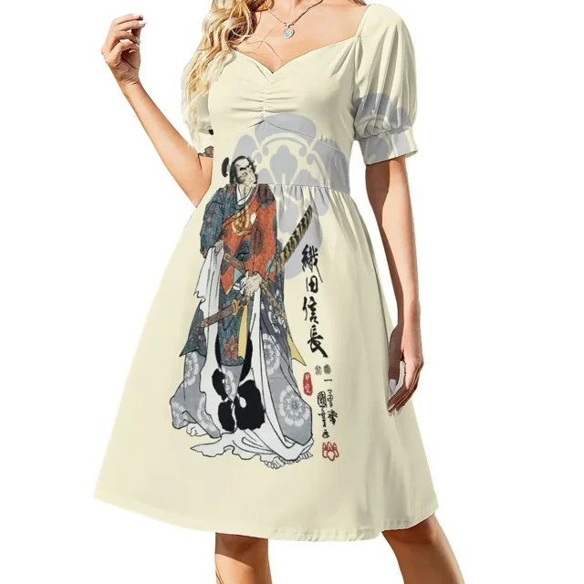 Vestido Ukiyo-e de manga corta Oda Nobunaga, ropa para mujer, trajes de playa para mujer