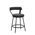 thumbnail image 7 of 24 Inch Swivel Counter Height Bar Stools Set of 2, Modern Backs, Leather Grey, 7 of 7