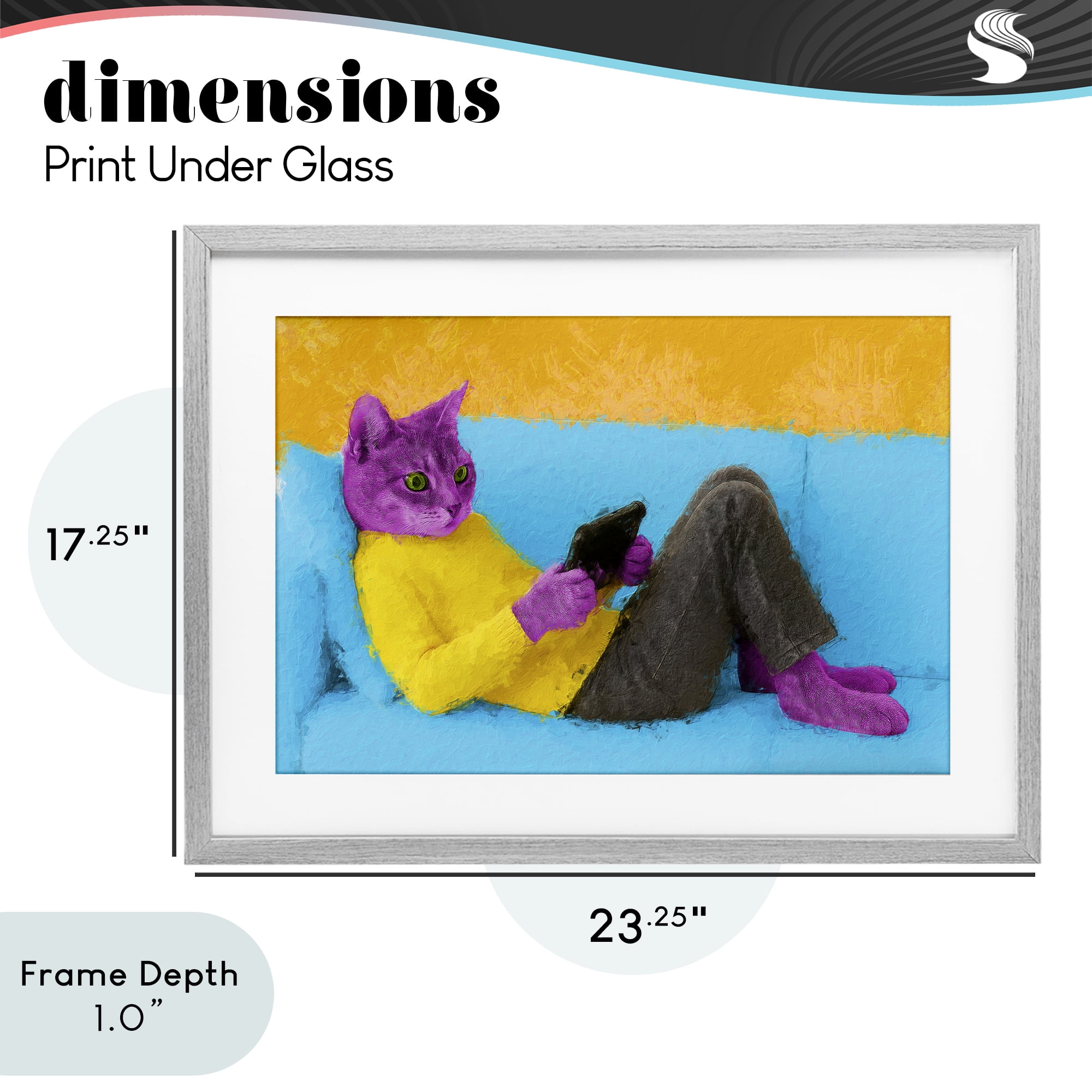 Stupell Industries Vibrant Cat Playing Game Gray Framed Print Under Glass, design by Sean Parnell