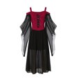 thumbnail image 4 of Vestido de mujer con hombros descubiertos, cuello barco de Halloween, manga de mosca para mujer, disfraz de bruja, disfraz de mujer, disfraz de vampiro de Halloween, 4 of 5