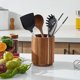 thumbnail image 4 of Soporte for utensilios de madera de Acacia for encimera de cocina, juego organizador de herramientas de cocina giratorio de 360°, 4 of 5