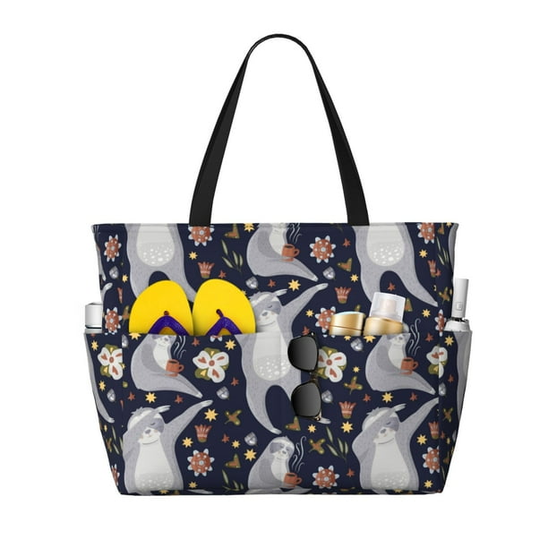 Fotbe Sloths Dancing Bolsa de Viaje para Playa - Resistente al Agua, Bolsa Tote de Gran Capacidad y Ligera con 7 Bolsillos para Mujeres y Hombres