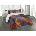thumbnail image 2 of Ambesonne Autumn Quilted Coverlet 3 Pcs, Forest in Fall Season, King Size, Orange Navy, 2 of 4