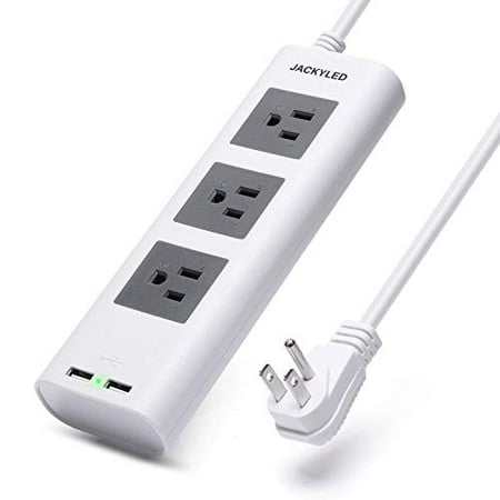 surge 10ft protector flat outlet power jackyled lightweight plug electrical usb portable strip desktop
