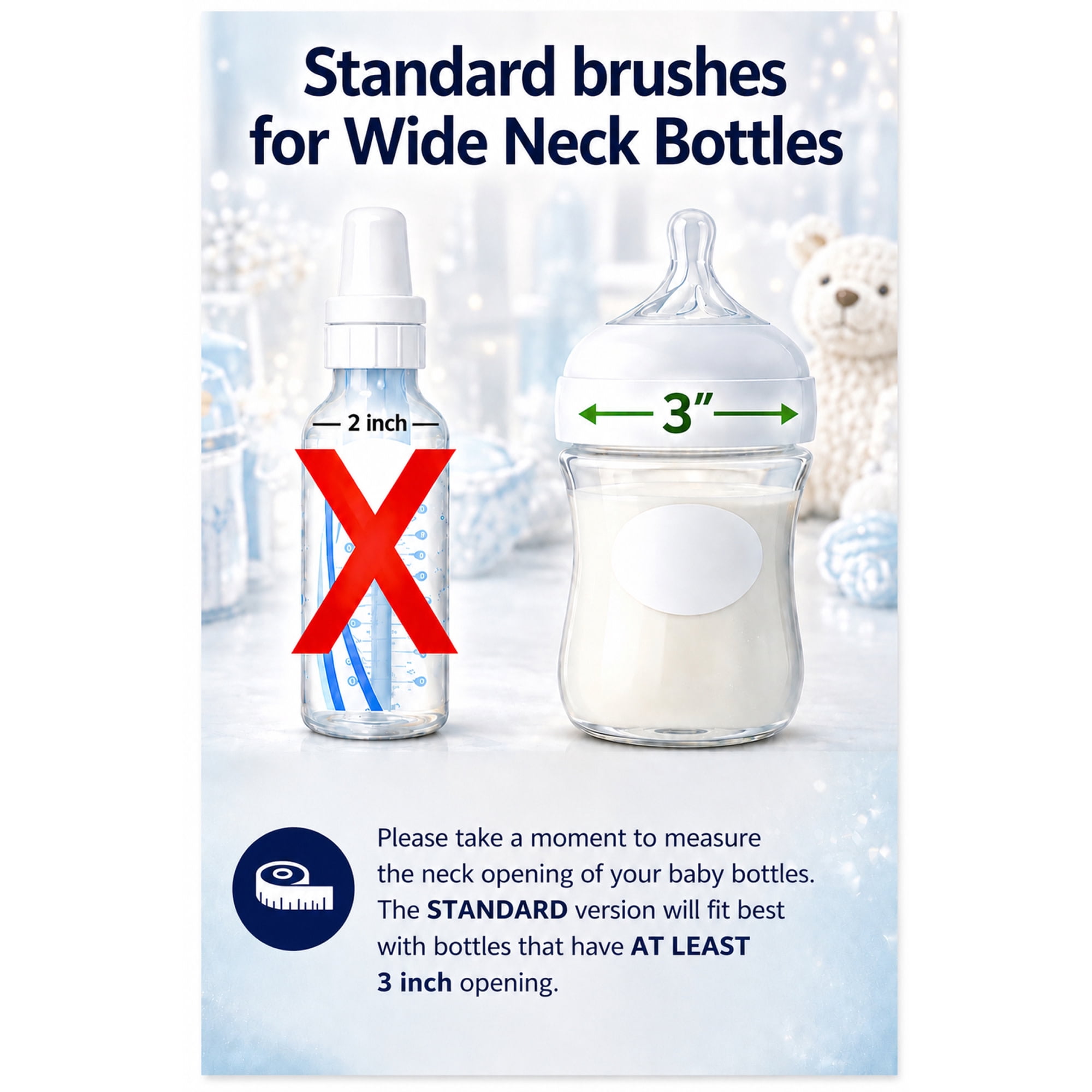 Double Up Bottle Brush - Clean 2 Baby Bottles At Once, Dense Washing Bristles, Suction Base, Nipple Scrub, Dishwasher Safe, Newborn Feeding Essential