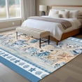 thumbnail image 5 of Blue Coastal Washable Living Room Rugs 5'x7', Eucalyptus Leaves Starfish Shells Retro Summer Low Pile Throw Large Area Rugs Non-Slip Sturdy Edge Binding Carpet for Dining Room Bedside Kitchen, 5 of 9