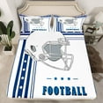 thumbnail image 2 of Feelyou Cartoon Football Helmet Queen Sheet Sets, White Navy Stripes Lines Flat Sheet, Soccer Sport Lover Queen Fitted Sheet, Ultra Soft Bedroom Decor, 4-Piece, 2 of 7