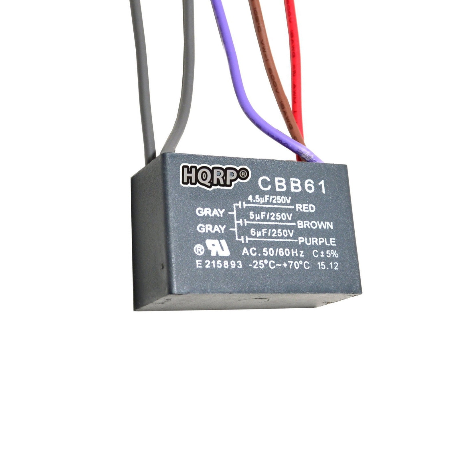 Hqrp Ceiling Fan Capacitor Cbb61 4 5uf 5uf 6uf 5 Wire Hqrp