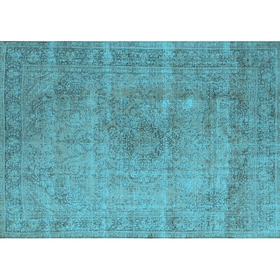 Ahgly Company Indoor Rectangle Oriental Light Blue Industrial Area Rugs, 8' x 12'