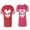 Men Red / Women Pink, variant on Halloween Jack Mouse EarsUnisex Couple Matching Cotton Jersey style T-Shirt Contrasting stripes on sleeves (Men Red / Women Black) (Men S / Women S)