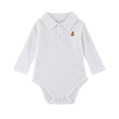 

DOUBFIVSY Newborn Infant Baby Boy Girl Polo Bodysuit One Piece Romper Solid Short Sleeve Romper Summer Clothes