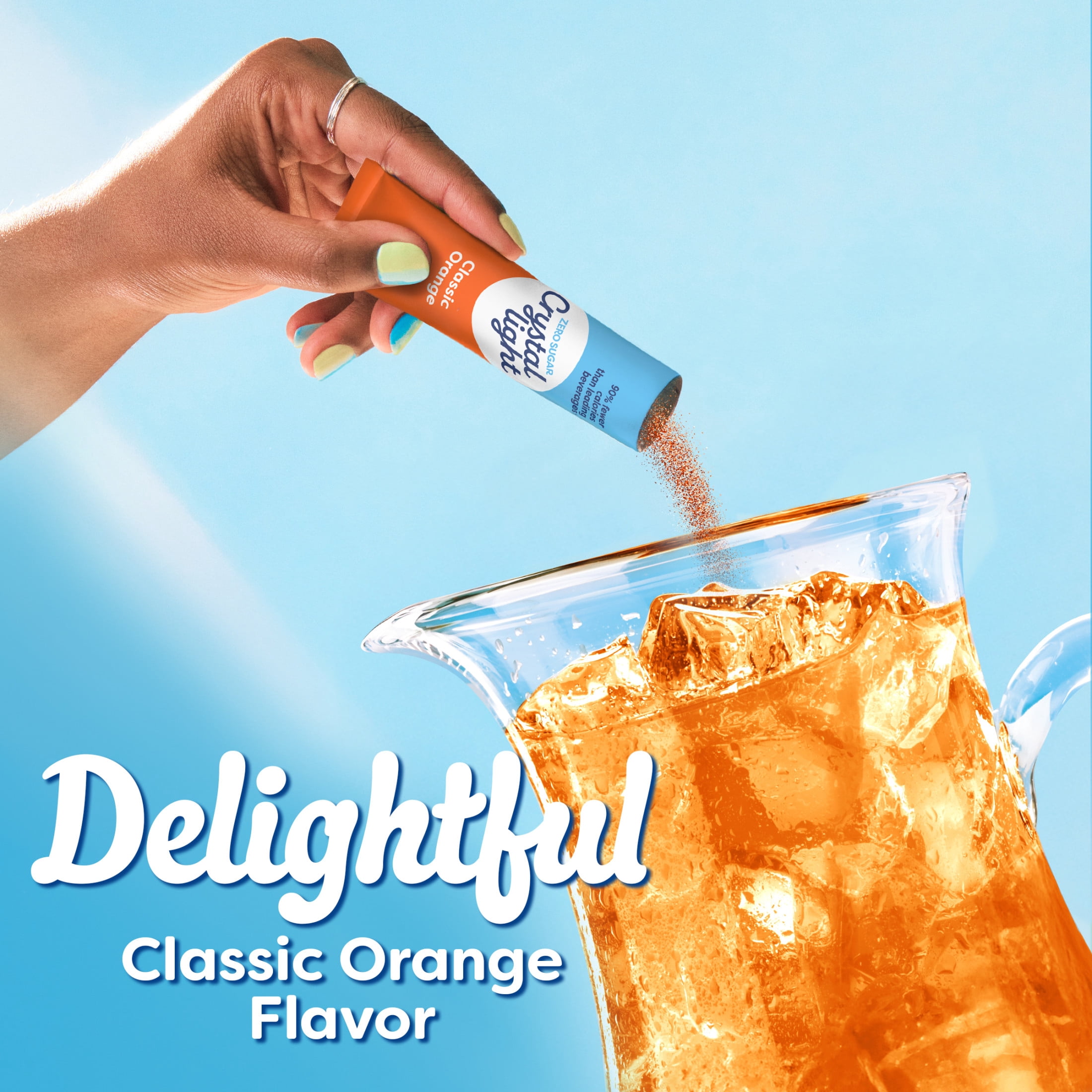 Crystal Light Drink Mix, 5 Pitcher Packets, for Flavorful Hydration and Shareable Refreshment, Classic Orange Natural Flavor, Zero Sugar, Low Calorie, 2.5 oz