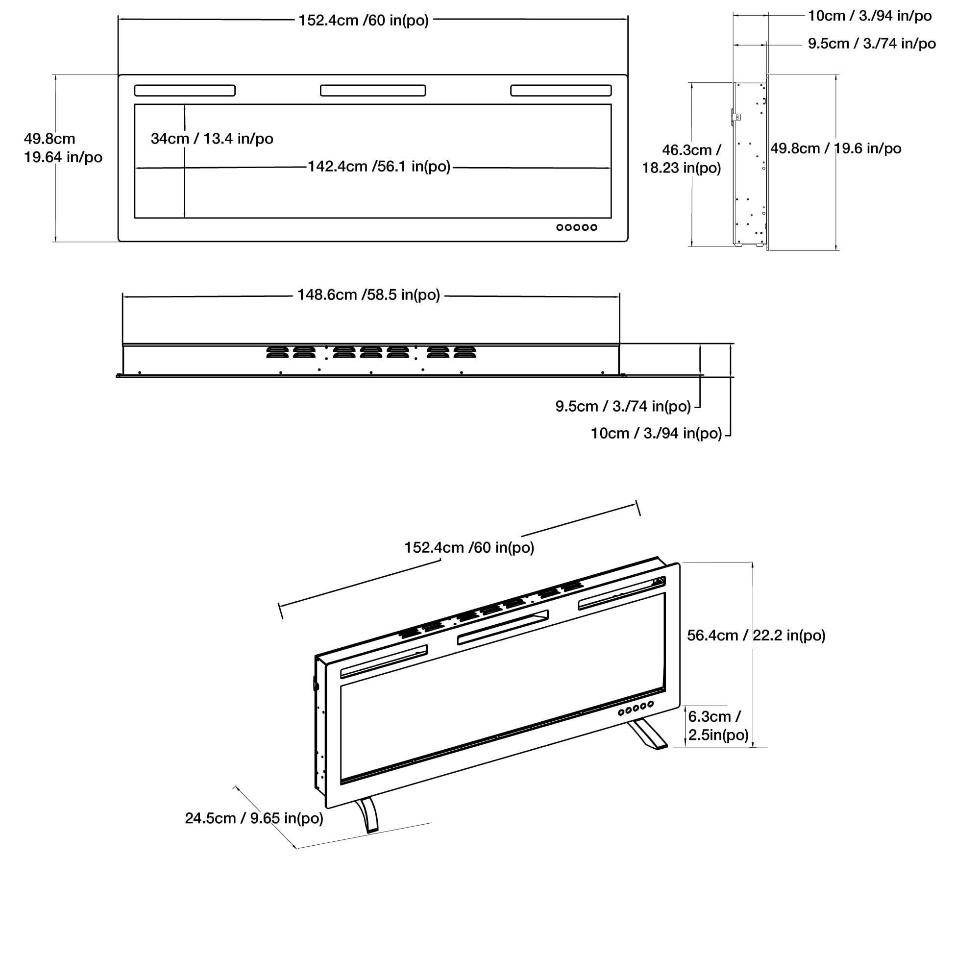 ActiveFlame Mirage 2 Electric Fireplace, 60IN