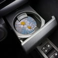 thumbnail image 3 of POGLIP Summer Daisy Rustic Wooden Grain Set of 2 Car Coaster for Drinks, Absorbent Ceramic Stone Coasters Cup Mat with Cork Base for Home Kitchen Room Coffee Table Bar Decor, 3 of 5