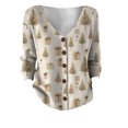 thumbnail image 4 of Kaondbfi Cardigan for Women, Printed Women's Casual Button Cardigan with V Neck and Thick Needle Hole Stripe Womens Winter Coat, 4 of 4