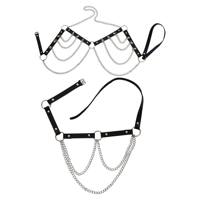 Guardurnaity Fashion Body Chain Harness Set Belly Thong Tassel Kit Chains Bra for Girls Vestidos Negro Tipo 1
