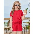 thumbnail image 4 of Arshiner Girls Clothing Sets Twist Front Top and Shorts 2 Piece Outfits Activewear Tracksuit, 4 of 7