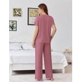 thumbnail image 4 of Ekouaer Womens Pajama Sets Viscose from bamboo Lounge Set Soft Pajamas for Women Set Short Sleeve and Long Pants Sleepwear, 4 of 6