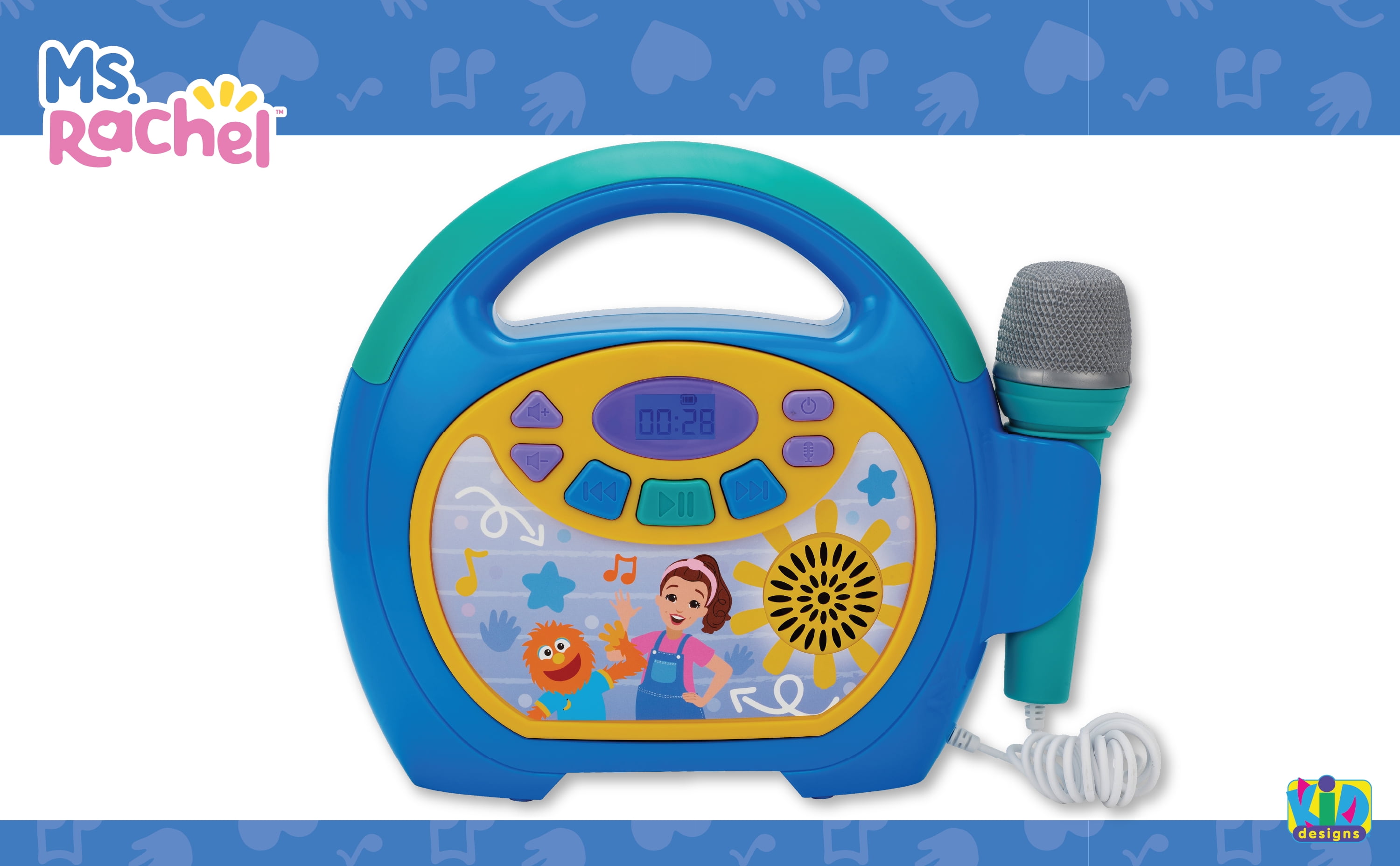 Ms. Rachel Kids Sing-Along MP3 Player with USB Port, LCD Display, and Kid-Friendly Controls