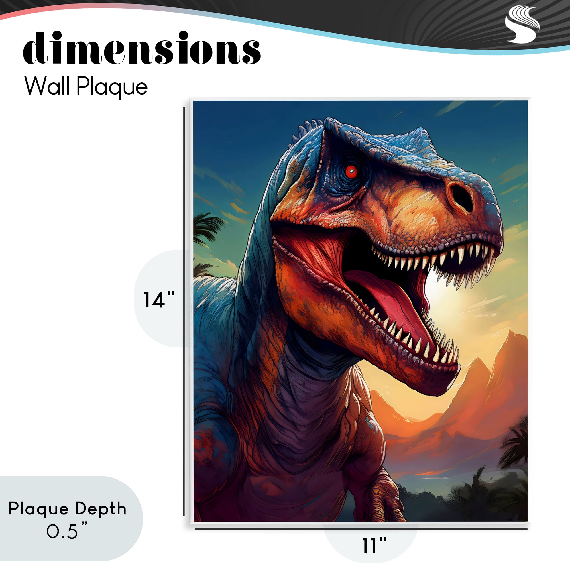 Stupell Industries Dinosaur with Sunset Landscape Wall Plaque Art, design by Creative Studio