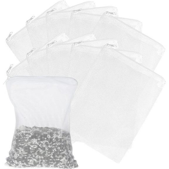 15 Pcs Activated Carbon Reusable Bags,Reusable Bags,Aquarium Filter Media Bags,Nylon Bags with Zipper,Fish Tank Media Mesh Filter Bag