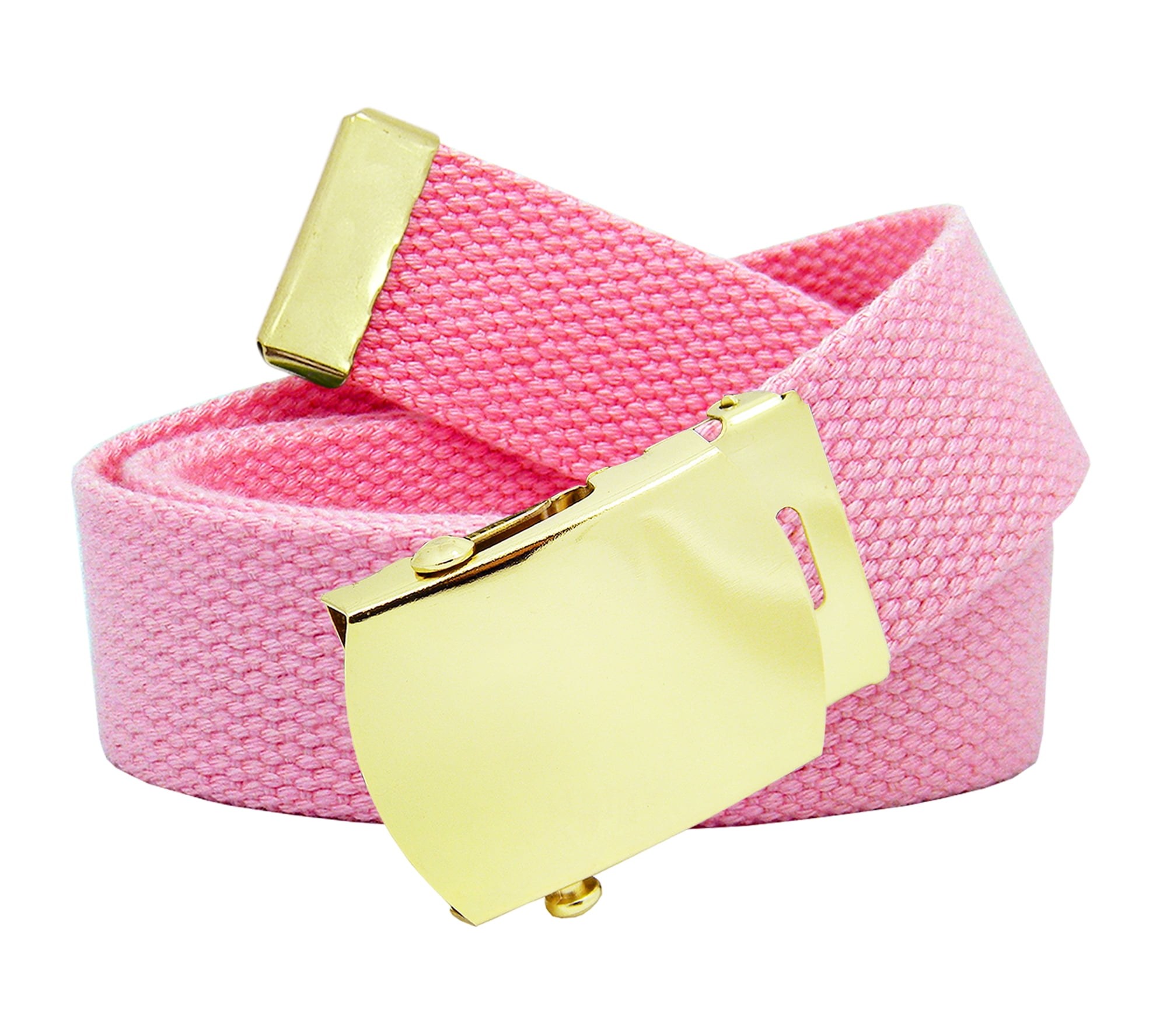 Men's Gold Brass Slider Military Belt Buckle with Canvas  Belt