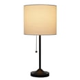 thumbnail image 2 of hometrends Matte Black Stepped Base Table Lamp with White Shade, 2 of 4
