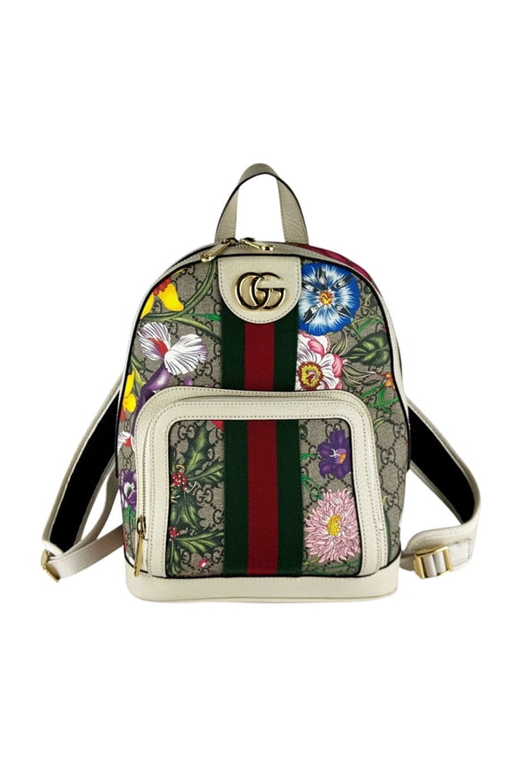 Pre-Owned Gucci GG Flora Supreme Canvas Multicolor Gold Backpack for Women 547965 z10522