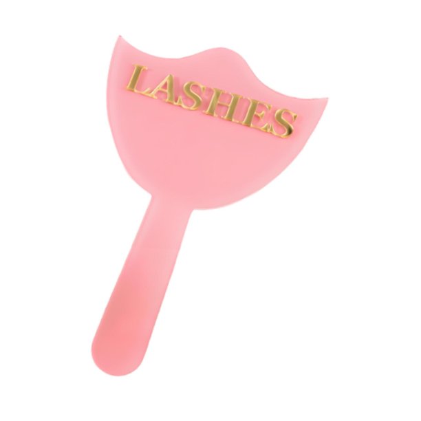Espejo de mano para maquillaje, acrílico premium, compacto, herramienta de extensión de pestañas con asa, espejo de mano para niñas, mujeres, hogar y Rosa