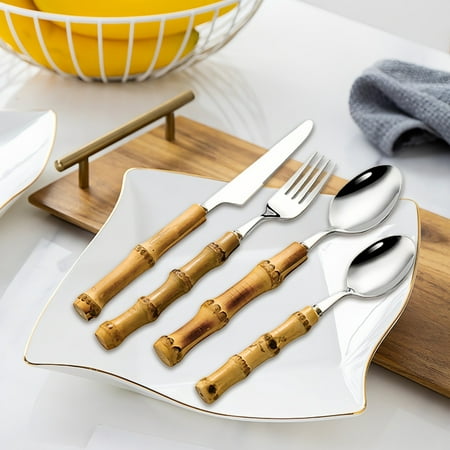 

Natural Bamboo Handle Steak Knife Fork And Spoon DSV
