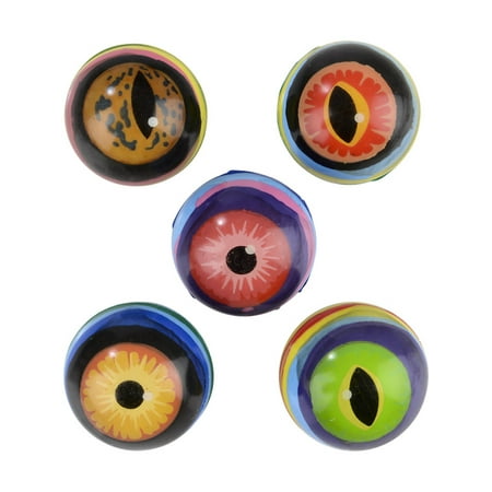 Crazy Toys - 12 Hi Bounce Bouncy Ball Crazy Monster Cat Assorted Eye Balls Toy Set