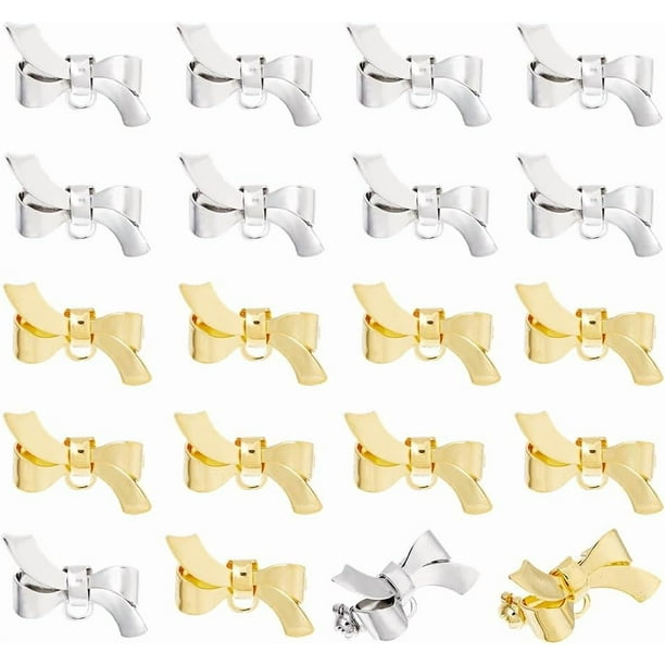 20 broches de lazo en 2 colores con presilla de 3 mm para solapa, broche de lazo metálico para corbata con imperdible