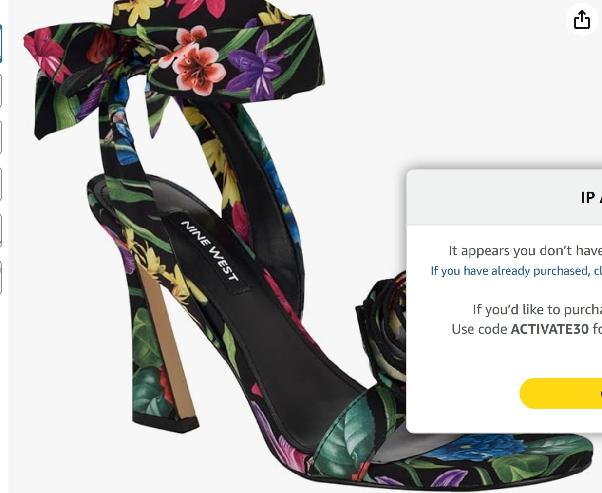 Nine West Women's Krave Heeled Sandal, Black Lush Floral Multi 002