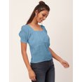 thumbnail image 5 of Moomaya Solid Tops For Women, Square Neck, Smart Chic Short Tops, 5 of 8