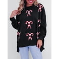 thumbnail image 3 of FEORJGP Women’s Christmas Sweatshirts Long Sleeve Pullovers Sparkle Candy Cane Print Jumpers Crew Neck Blouses Oversized Casual Tops for Spring Fall, 3 of 8