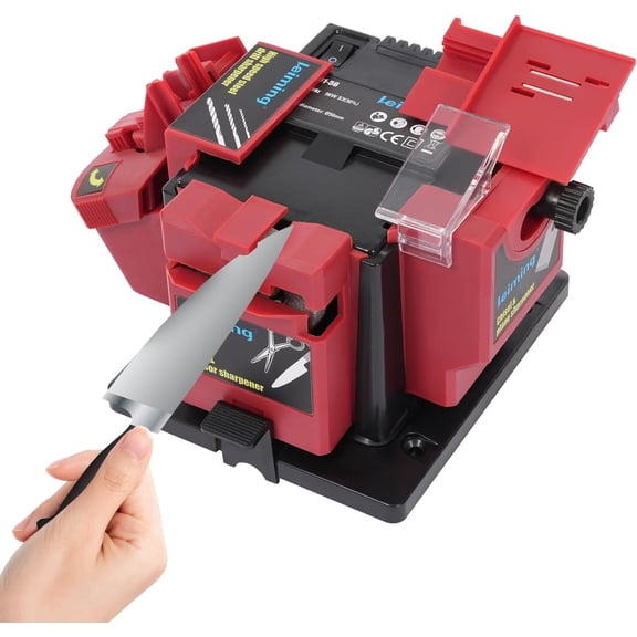 Multifunctional Sharpening Machine, Universal Sharpening Station with Emery Grinding Wheel and Copper Core Motor Electric Sharpening Machine for Planer Knives Chisels Scissors 96W 110-120V