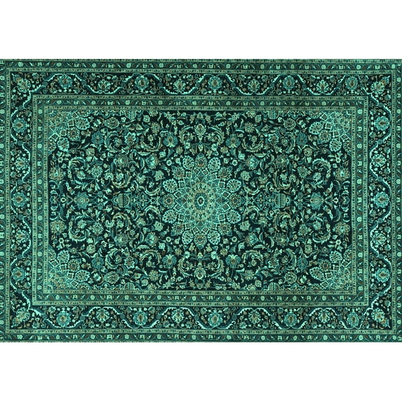 Ahgly Company Indoor Rectangle Persian Turquoise Blue Traditional Area Rugs, 5' x 7'