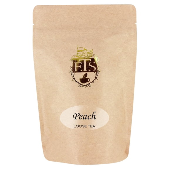 Peach Flavored Black Tea Pouches - 4oz | Loose Leaf Ceylon Tea Blend with Sweet Peach Aroma | Enjoy Hot or Iced | Premium Loose Leaf Black Tea for Refreshing Tea Time and Entertaining