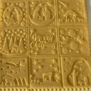 Nativity Rolling Pin Christmas Pattern Embossed Wooden 3D Springerle Pin Engraved Embossing with 9 Different for Baking
