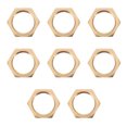 thumbnail image 1 of 8Pcs Female Thread Brass Pipe Fittings Hex Lock Nuts for Fixing (Golden, 1/2 inch), 1 of 9