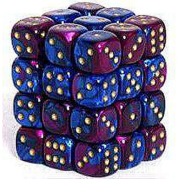 Chessex 6-Sided d6 Gemini Dice Pack (Blue-Purple & Gold)