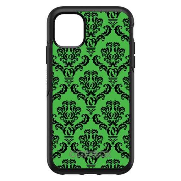 DistinctInk OtterBox Symmetry Custom Case for Apple iPhone 15 (6.1" Screen) - Floral Damask Pattern - Lightweight Grip