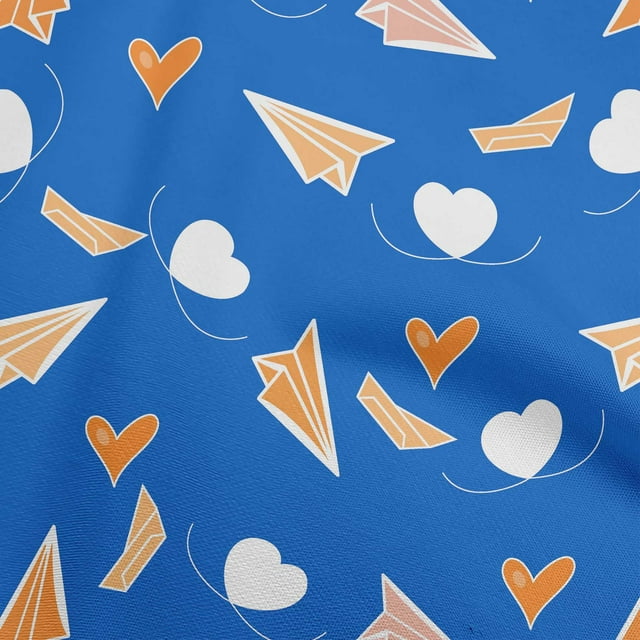 oneOone Viscose Jersey Blue Fabric Asian Kawaii Heart Sewing Craft Projects Fabric Prints By Yard 60 Inch Wide