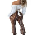 thumbnail image 3 of Femmes Taille Haute Pantalon Évasé Pantalon Slim Femme Grande Taille Rétro Imprimé Floral Bas Jaune S, 3 of 6